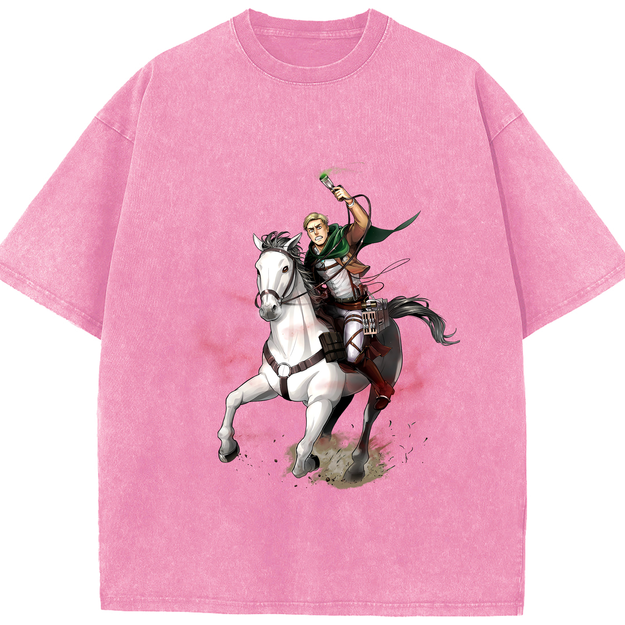 （画像用） 進撃の巨人 エルヴィン・スミス Attack on Titan Erwin Smith 綿100% ヴィンテージ風 半袖Tシャツ（フロントプリント）